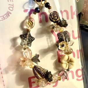 Black & Gold Floral Phone charm